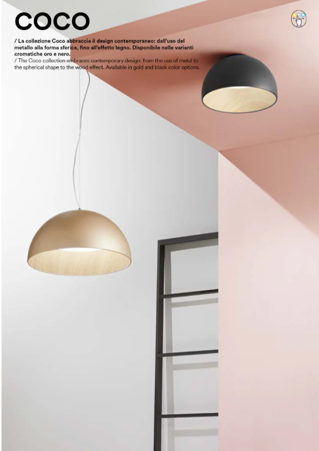 Plafoniera LED COCO – 40W CCT D.50 cm | Metallo con Interno Effetto Legno | Oro o Nero - immagine 4