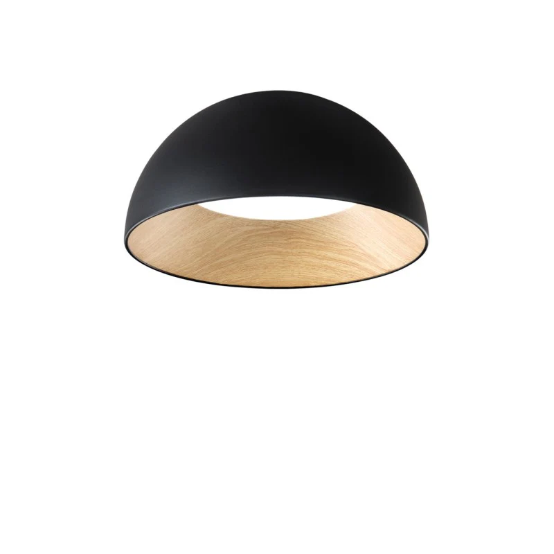 Plafoniera LED COCO – 40W CCT D.50 cm | Metallo con Interno Effetto Legno | Oro o Nero - immagine 3