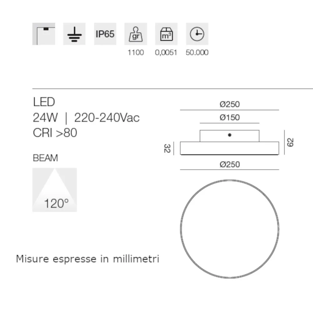 Plafoniera LED Tonda da Esterno IP65 24W CCT | Alluminio Bianco Nero Marrone | Gealuce - immagine 6